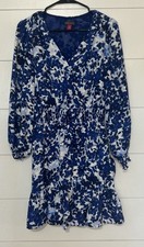 NWT Vince Camuto V Neck Tiered Dress  Womens Size Small Blue Flower