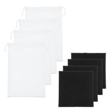 Ski Goggle Bag, Microfiber Bag with Cleaning Cloth 4 Pcs White