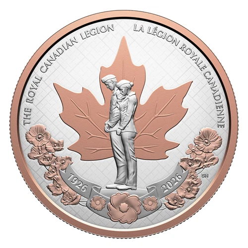 2026 Royal Canadian Legion 100th Anniversay Gold Plated Proof Silver Dollar