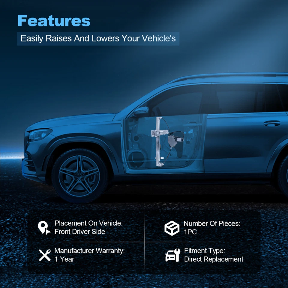 For Jeep Grand Cherokee 2000-1999 Front Driver Side Window Regulator w/ Motor - Image 3 of 4