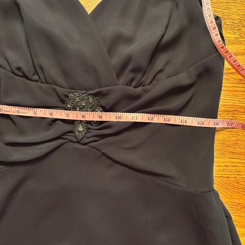 R&M Richards Sleeveless Black Formal Midi Dress Size 12 Cocktail Embellished - Picture 8 of 10