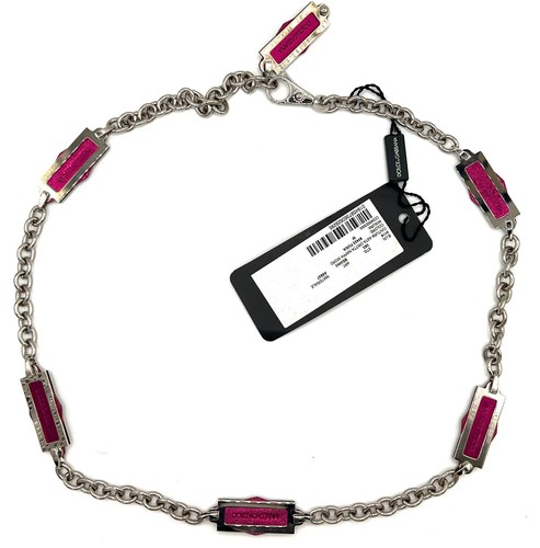 Dolce Gabbana fashion chain silver/fuchsia women belt size M MSRP $595 - Picture 2 of 4