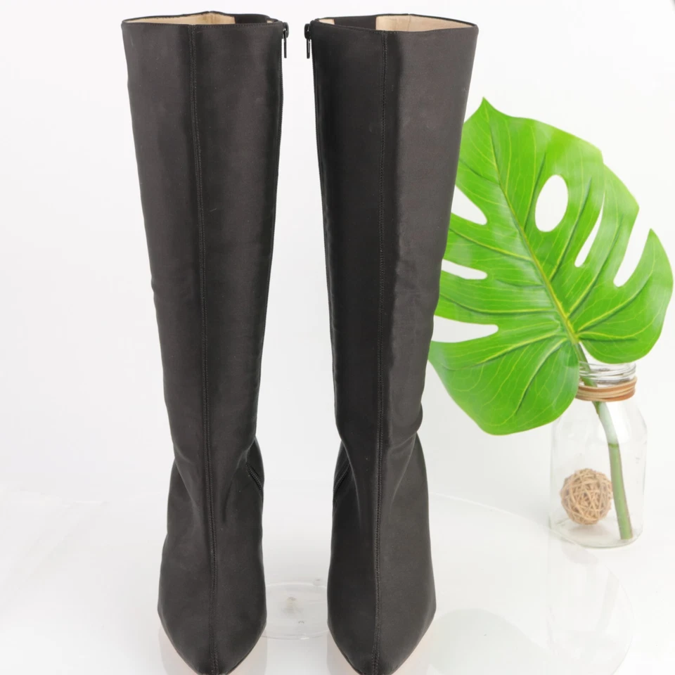 Женские сапоги Moda Spana размер 10 на шпильке с заостренным каблуком черные атласные Y2K Chic - Изображение 3 из 4