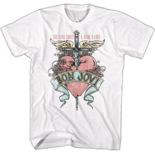 Bon Jovi Official New Mens T-Shirt You Give Love a Bad Way White Cotton SM - 5XL