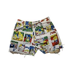 Nicholas Nicky Zann Shorts 1970s Comic Pop Art Frayed Womens Small 12" Long VTG