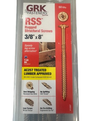 GRK Fasteners 12287 Torx Drive Washer Head Structural Screws 3/8 x 8 L in.