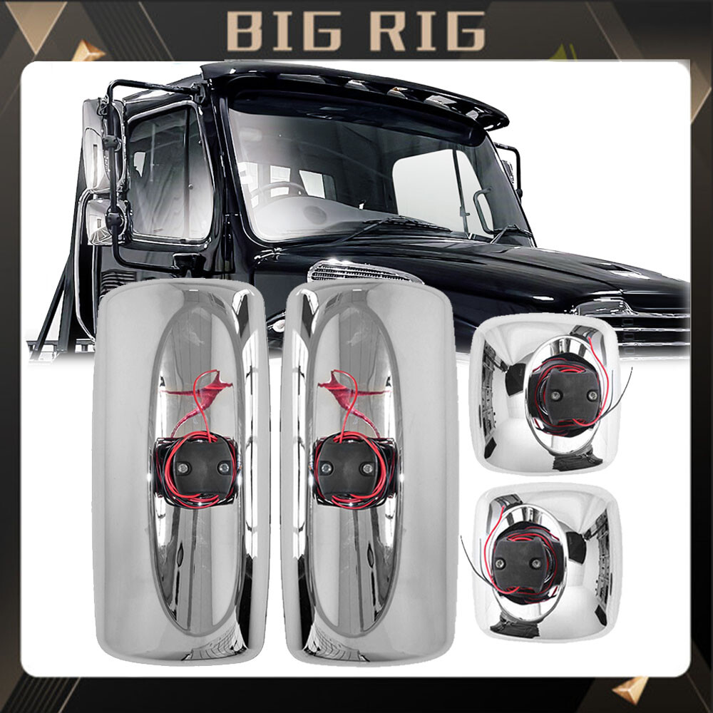 4PCS Main Mirrors&Wide Angle Mirrors Heated Chrome For 2003-2016 Freightliner M2