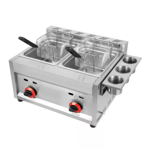 Stainless Steel Commercial Countertop Gas Fryer Deep Fryer (LPG) 2 Basket