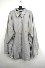 Stafford Performance Mens Grey Button Front Long Sleeve Cotton Super Shirt 22