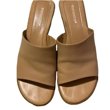 Worthington Women’s Tan Slide On Mules. Block Heel Size 8.5 New W/out Box