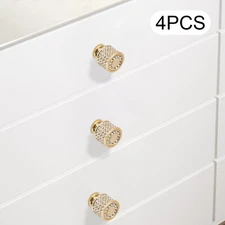 4 Pack Gold Cabinet Knobs Round Brhed Brass Kitchen Knobs Zinc Alloy Dresser