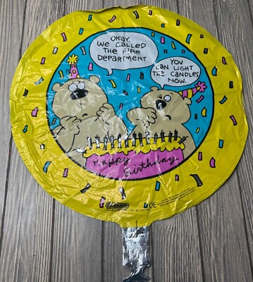 Vintage Classic Balloon Corporation Happy Birthday Foil Balloon With Comic Bears