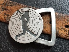 Rare vintage #14 baseball player old forge metals pewter belt buckle