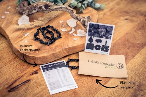 Schwarzer Turmalin Schörl Splitterarmband Edelstein Armband Heilstein - Bild 6 von 7