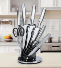 8 Pieces Kitchen Knives Set with Block Stainless Steel Professional Chef's Knife