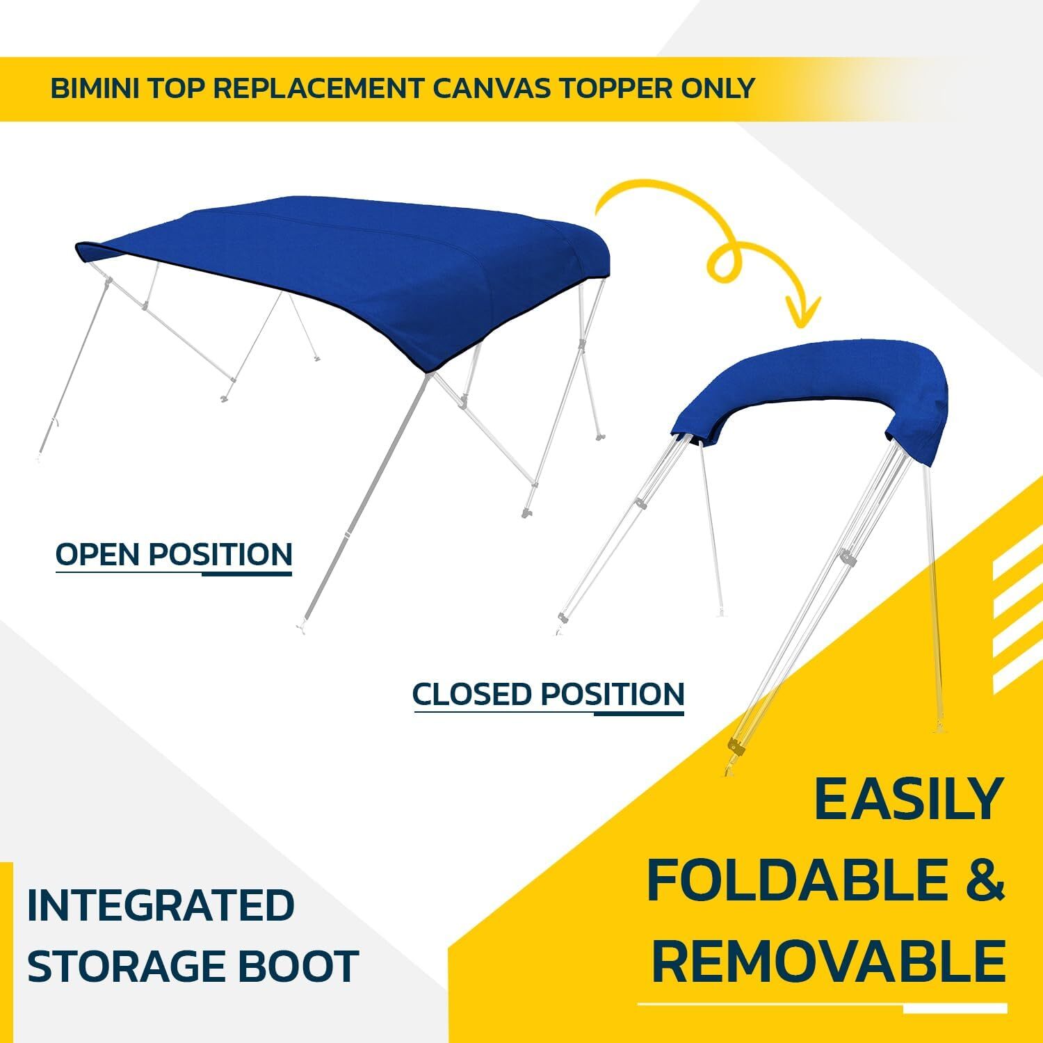 Seal Skin Covers 4 Bow Bimini Top Replacement Canvas Only Cover 96" L 97"-103" W