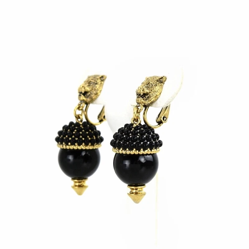 Boucles d'oreilles Gucci or tigre bijoux noirs accessoires pour femmes en boîte 43 mm