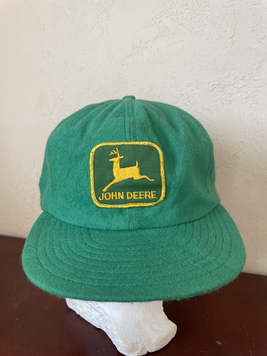Vintage Made In USA John Deere All Green Snapback Hat / Cap