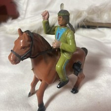 Vintage Wild West Indian Wind up Plastic Toy Riding Horse Missing Tomahawk