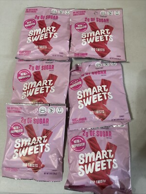 Smart Sweets (6 Pk) Red Twists Berry Punch Flavor 1.8oz Ea 2G Sugar Exp 10-11/25