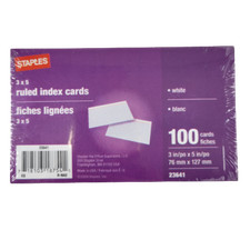 Ruled Index Cards 3x5 Inches Sealed Pack of 100 Staples Brand