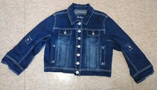 Amethyst Jean Jacket Girls Size M Denim Stretch Collared Coat Button Up Down