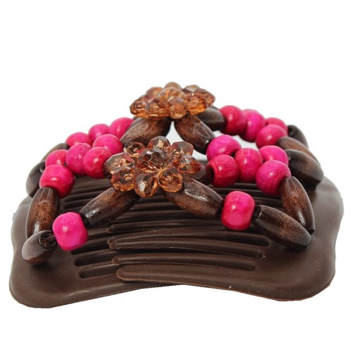 Trend African Hairclip Haarklammer Haarspange Butterfly Holzdesign mit Blume - Bild 3 von 4