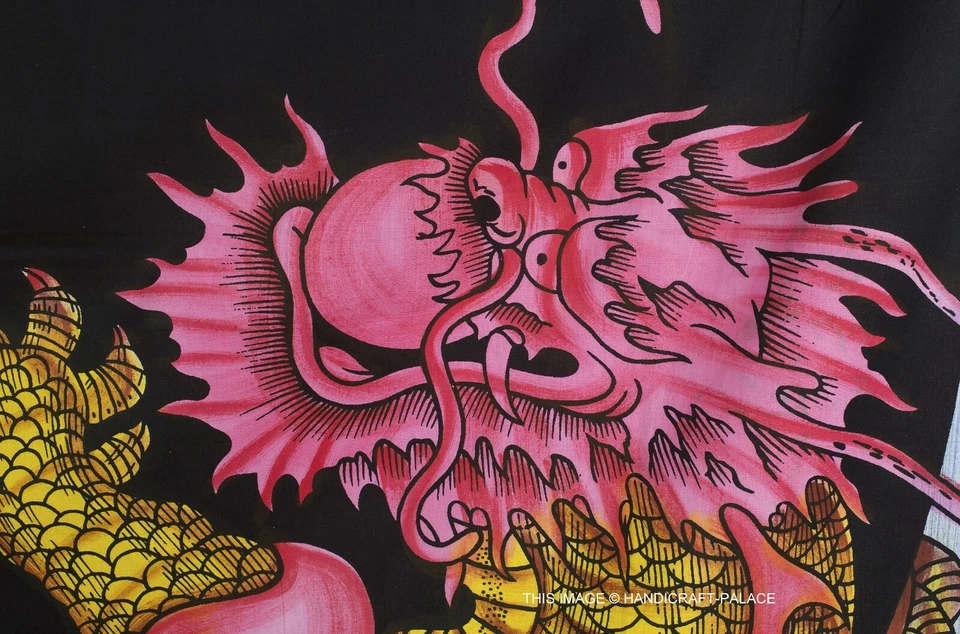 Tapiz colgante de pared mandala dragón Yin Yang indio tamaño queen colcha tiro Foto 4 de 4