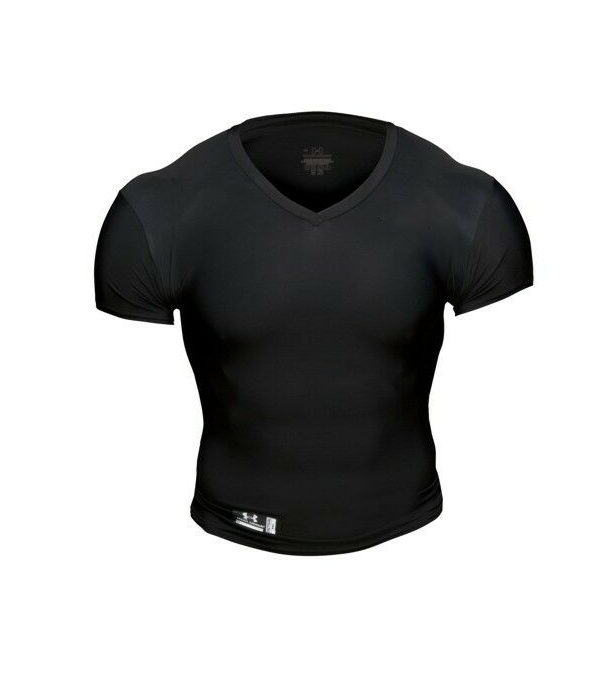 Under Armour 1216010001 HeatGear Tactical VNeck Compression TShirt Black eBay