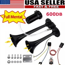 Super Loud Train Electric Air Horn 600DB Dual Trumpets Car Truck Boat Speaker US