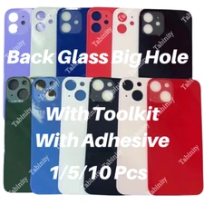 Back Glass Cover Replacement Big Hole Lot For i 14 13 12 11 Pro XR XS Max X SE 8