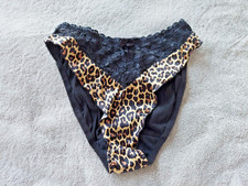 Vintage Sears animal print Satin Lace Hi Cut Panties SIZE L/8 STYLE 91181