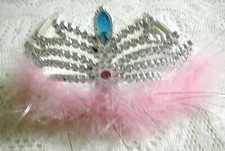 Dziewczęca KSIĘŻNICZKA TIARA Pióro Opaska na głowę Klejnotami Korona Halloween Urodziny W bardzo dobrym stanie