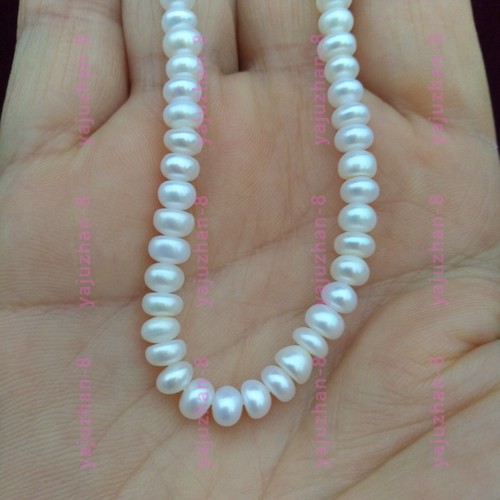 Pearl Necklace Akoya White Pearl Necklace 16“ 14k Yellow Gold Plated - Picture 4 of 5