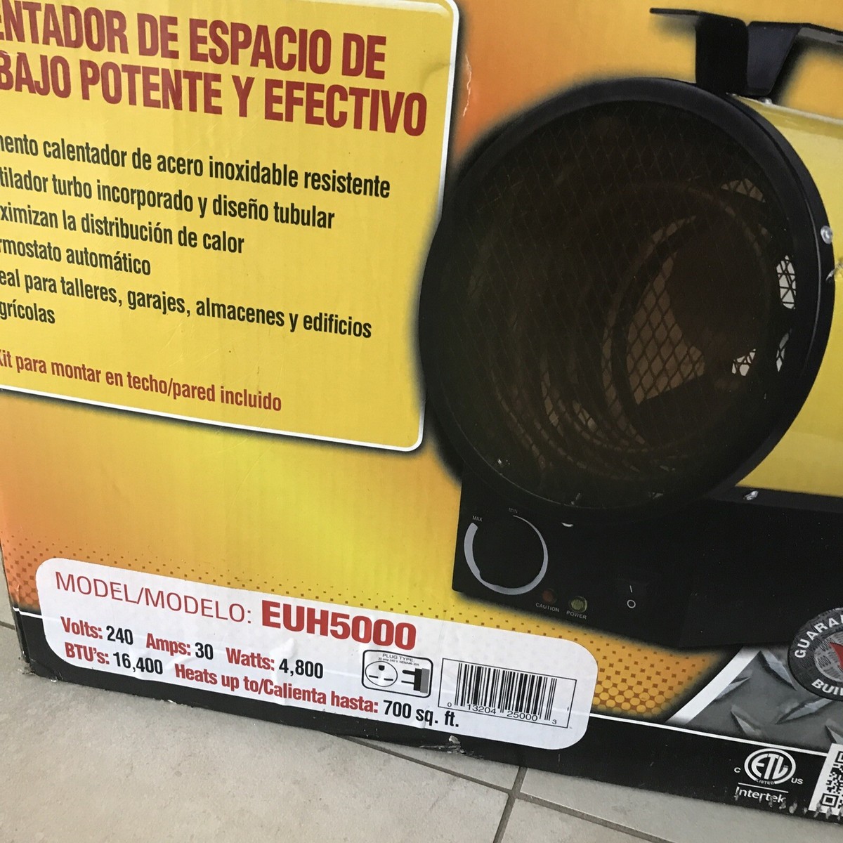 New Dura Heat EUH5000 Electric Forced Air Heater, 240 Volts, 16,400 BTU's |  eBay