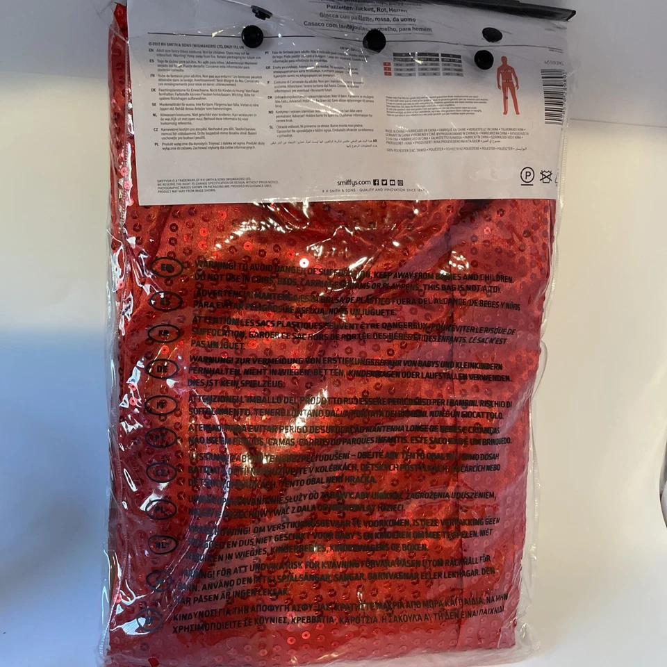 Chaqueta Disfraz Hombre Lentejuelas Rojo Elegante Nuevo En Paquete Original Foto 4 de 4