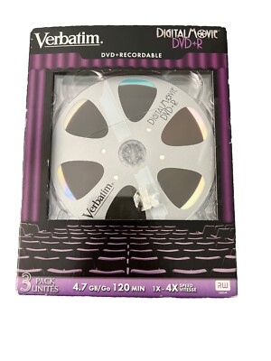 Verbatim Digital Movie DVD + Recordable 3-Pack DVD+R 120 Minutes 4.7GB Unused