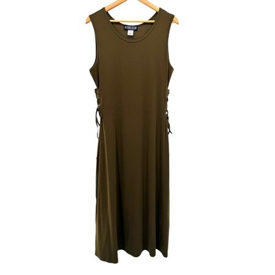 The Pyramid Collection Olive Green Lace Up Side Midi Dress Whimsigoth  Earthy L | eBay
