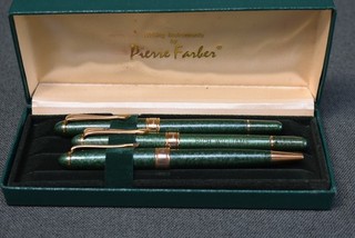 Vintage Collectable PIERRE FARBER Fountain & Ball Point Pens Set BOXED