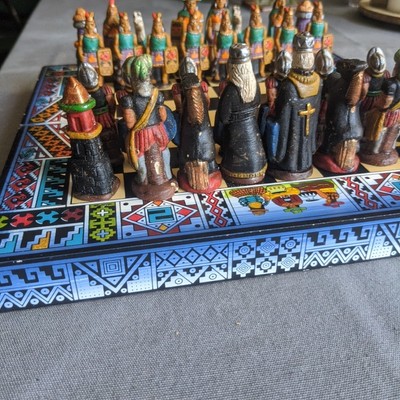 Scacchi Artigianali Peruviani: Inca Vs Spagnoli - Ceramica Dipinta A Mano