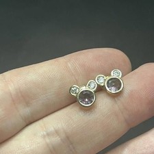 Authentic Disney Mickey Minnie mouse stud EARRINGS CZ crystals sterling silver