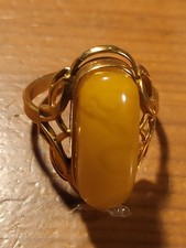 NATURAL OLD ANTIQUE YELLOW BUTTERSCOTCH BALTIC AMBER RING 4.4 gr.