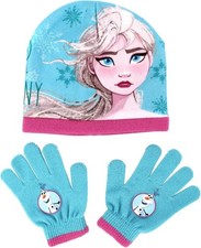 Disney Frozen beanie hat and gloves set Elsa Olaf FIND YOUR DESTINY OS Blue