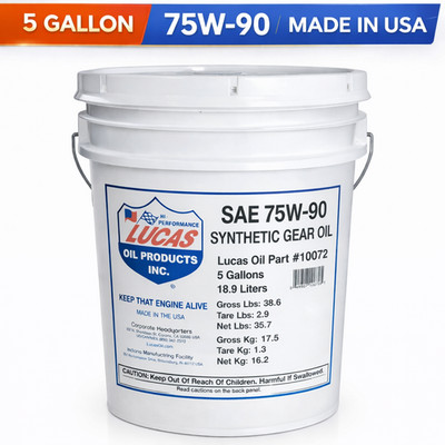 Lucas Oil 10072 75W-90 Synthetic Gear Oil 5 Gallon Trans Differential Lube