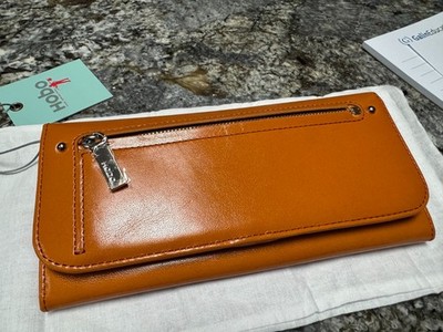 NEW Hobo Amica Leather Wallet - Color ''Amber'' = brown /orange NWT + dust bag