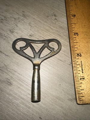 Antique Clock Key Brass Wind Up Key #3