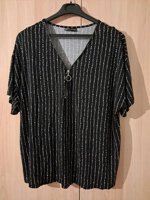 Tunique neuve taille 50-52 noir pois blanc zip - Photo 1/4
