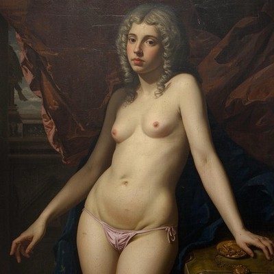 Akt Dekolleté weiblich Malerei Gemälde Zimmer Dame Frau Kunstdruck Barock Rokoko