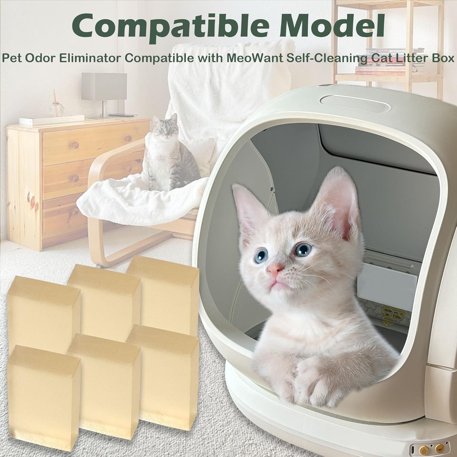 6 Pack Pet Odor Eliminator for MeoWant Automatic Cat Litter Box, Pet Odor Con..c