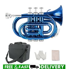 Tromba tascabile ottone Bb boccaglio pulizia panno custodia strumenti musicali blu